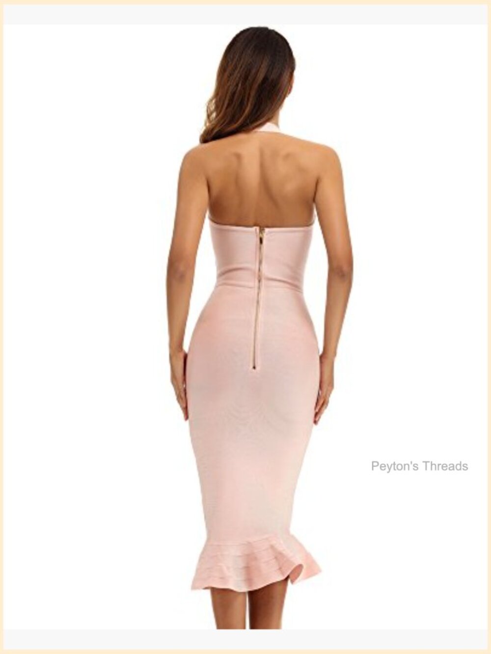 Women's Halter Fishtail Mermaid Bodycon Cocktail Bandage Dress - Picture 2 of 5